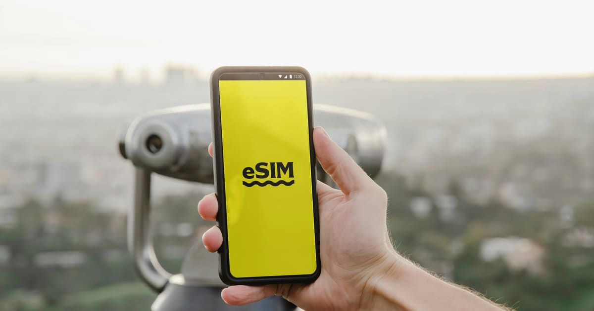 Phone showing an eSIM plan before a trip