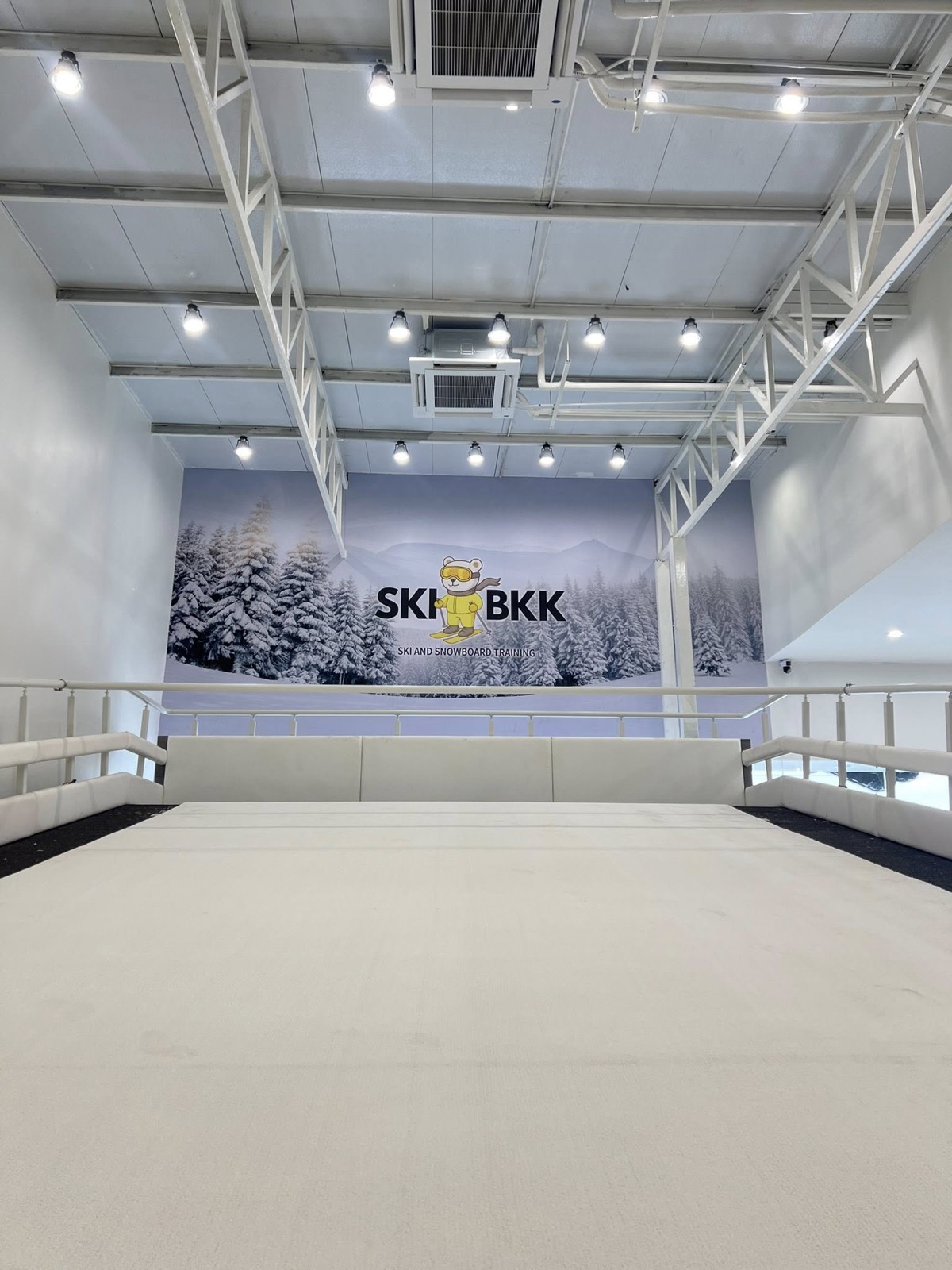 Indoor ski and snowboard training space at Ski BKK in Bangkok