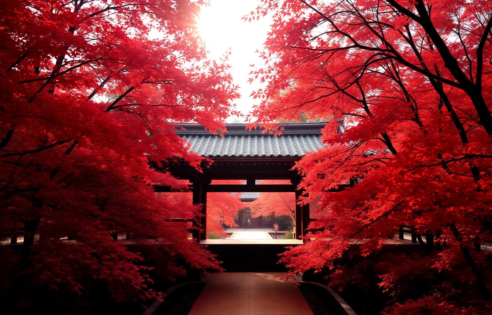 วัด Tofukuji ท่ามกลางใบเมเปิลสีแดงในเกียวโต