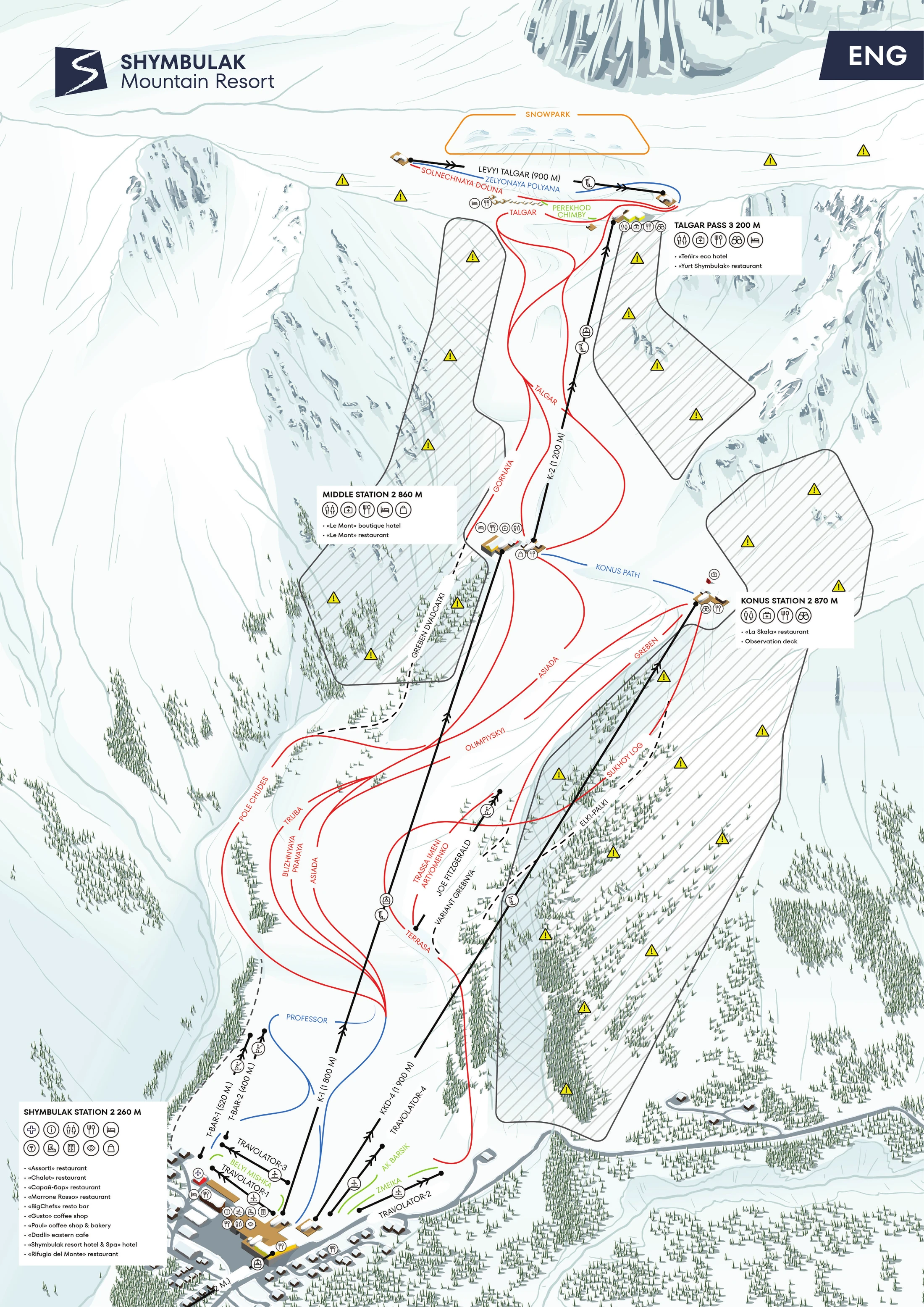 Shymbulak Mountain Resort official winter trail map
